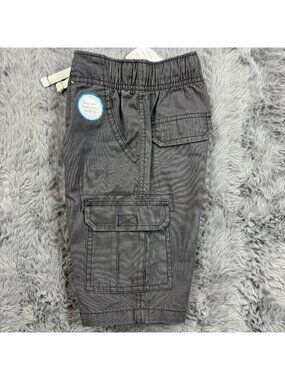Carters Boys Gray Cargo Shorts Size 5 Functional Drawcord Pocket 100% Cotton NEW